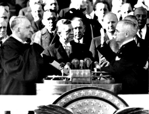 photo of Truman taking the oath of office