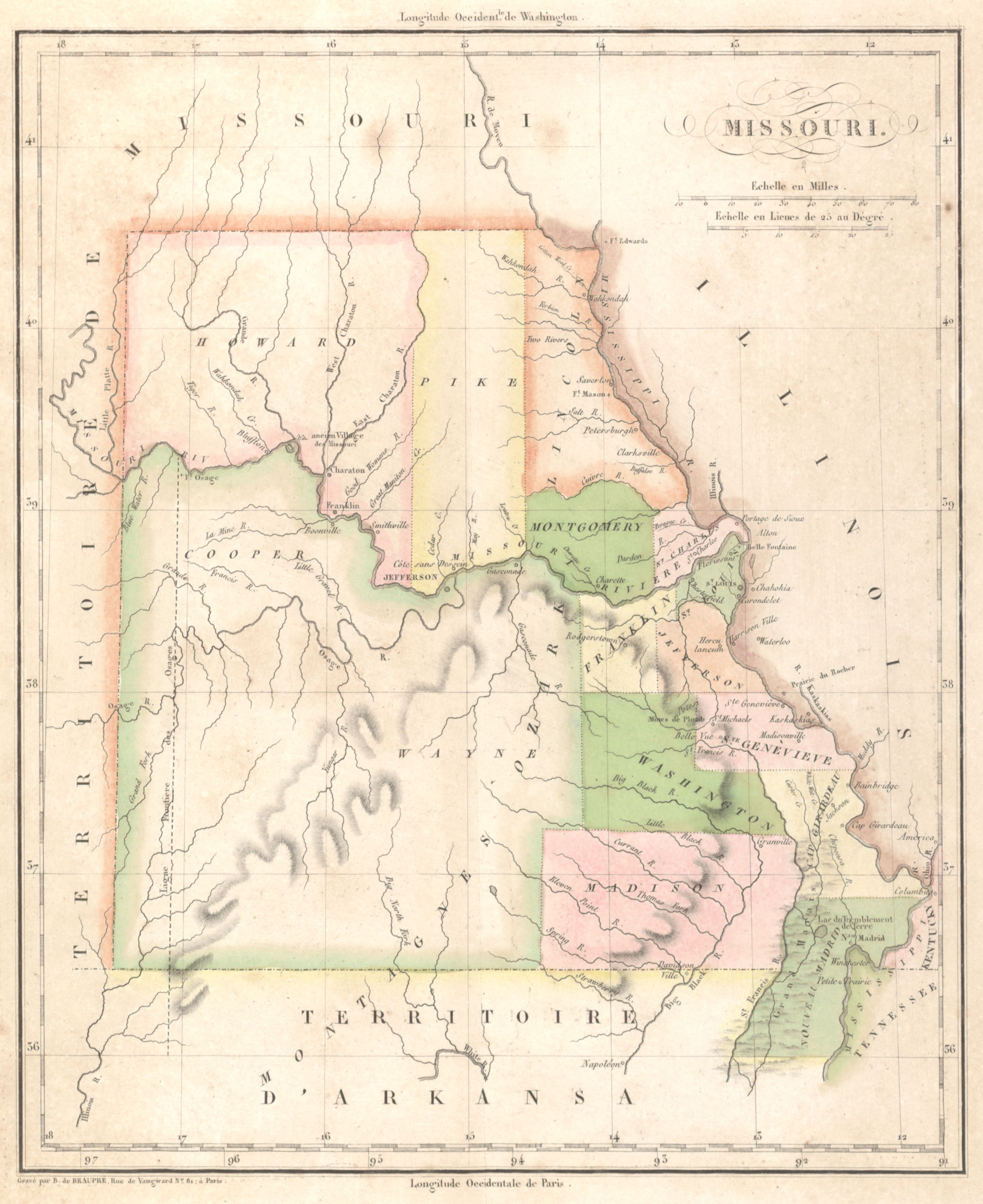 Historic Railroad Map of Arkansas, Louisiana and Mississippi - 1839