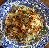 Flickr album link to smooth chanterelle mushroom meal image