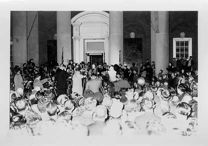 a photo of Truman in front of courthouse on election night